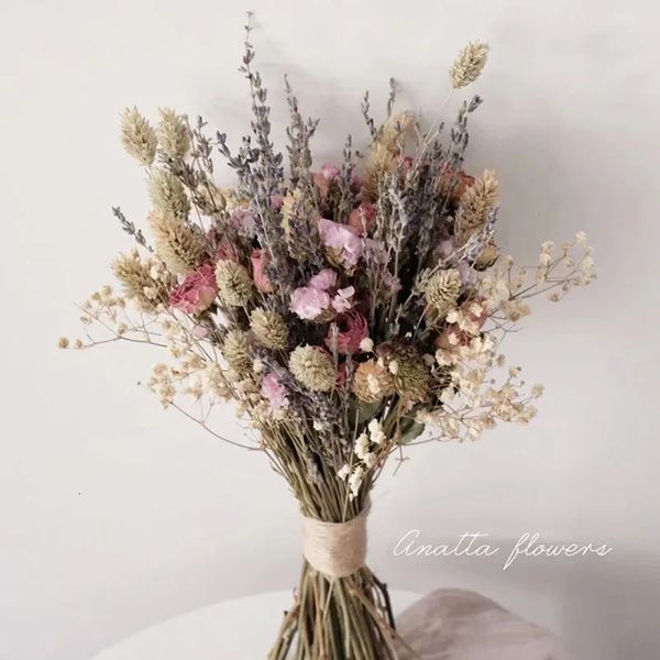 25 cm getrocknete natürliche Lavendelblüten, kleine Blumensträuße, romantische trockene Brautjungfernsträuße, Hochzeitstisch, Heimdekoration, Po-Requisiten, DIY 240321