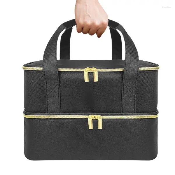 Borse portaoggetti Kit borsa organizer per smalti da viaggio Borsa cosmetica grande con manico Supporto a doppio strato può contenere 40