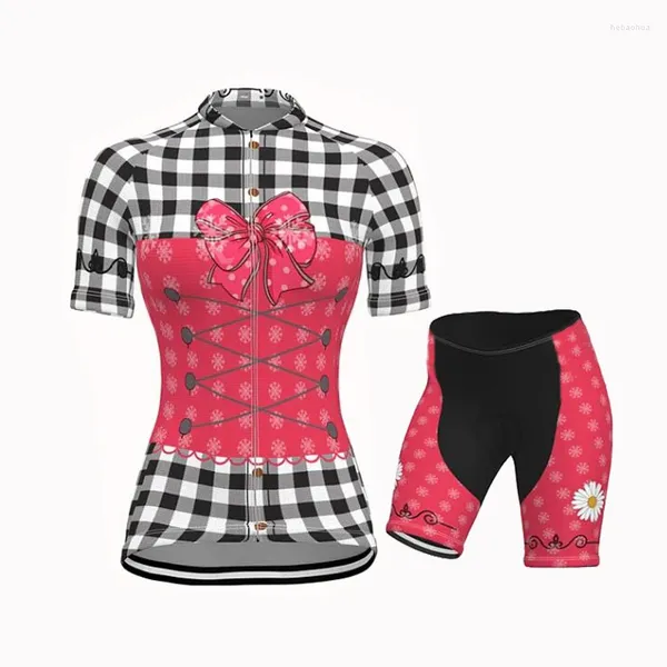 Rennsets Pink Cycling Jersey Set Women Bike -Hemd -Streichchen Kurzarm Shorts Mtb Ropa Ciclismo Cajastur