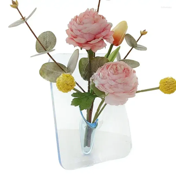 Vasen Bilderrahmen Vase Acryl Zuhause dekorativ klare moderne ästhetische Blume klein für Tisch Bücherregal Wohnzimmer
