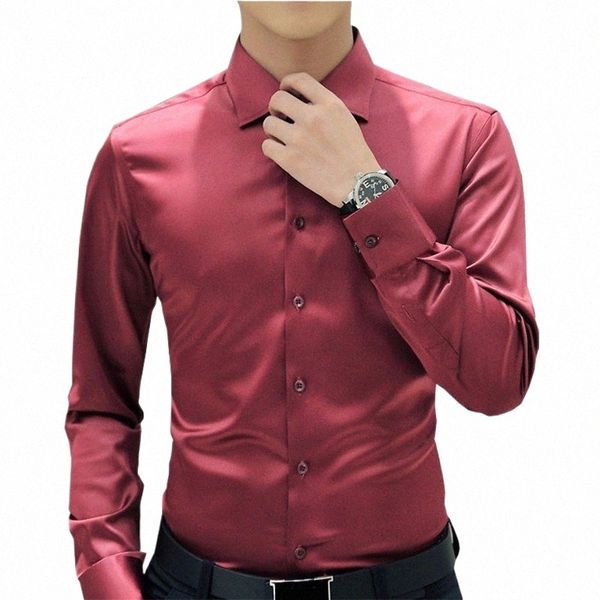 Tfetters Лидер продаж Новые мужские роскошные рубашки Свадебная вечеринка Dr Lg Рубашка с рукавами Шелковая рубашка-смокинг Мужская мерсеризованная рубашка Y5Nf #