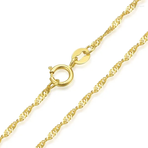 Цепочки Au750, настоящее ожерелье из желтого золота 18 карат для женщин, сингапурская звеньевая цепочка, 1 мм/1,1 мм/1,5 мм, длина 40 см/45 см, ювелирные изделия