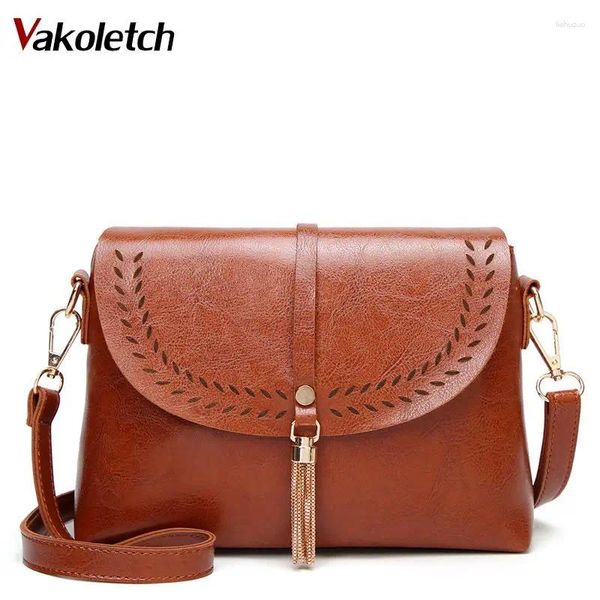 Bolsas de ombro chegada couro pu mulheres crossbody bolsa moda borla mensageiro design simples pequeno feminino kl614