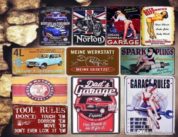 2021 Dad039s Garage Vintage Metall Blechschilder Werkzeug Regeln Dekorative Platten Teile Service Wandaufkleber Motorrad Poster Home Dec3287440