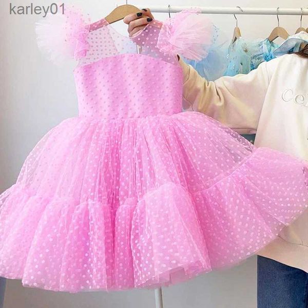 Abiti da ragazza Ragazze Mesh Tulle Abito da principessa per bambini 4-10 anni Festa di nozze Tutu Abiti da ballo Bambini Comunione Abiti da sera formali yq240327