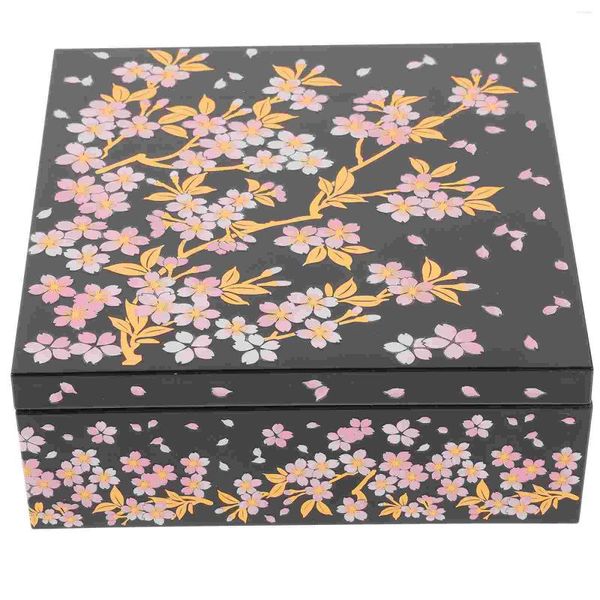 Set di stoviglie Stamping giapponese Realistic Cherry Blossom Sushi Box Year Year Snack Gift Boxs Diewer Elastico Plastica