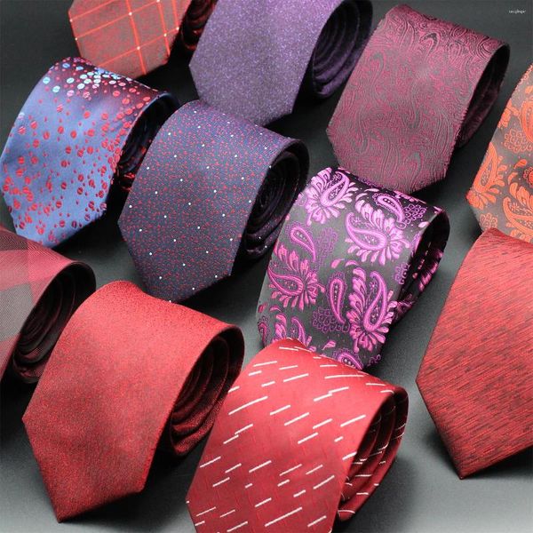 Laços de luxo gravata vermelho roxo 8cm de alta qualidade homens atacado moda negócios reunião casamento diário gravata cravat