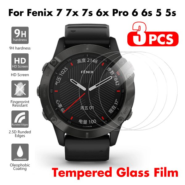 Aksesuarlar 3pcs Garmin Fenix ​​için Antiscrath Temperli Cam 7x 6x 6xpro FENIX 5 6 7 5S 6S 7S Akıllı Saat Cam Film