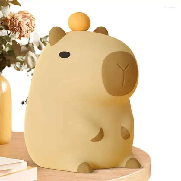 Luci notturne Simpatico cartone animato Capibara Lampada per animali in silicone leggera Ricaricabile tramite USB Regolazione del sonno per i regali dei bambini