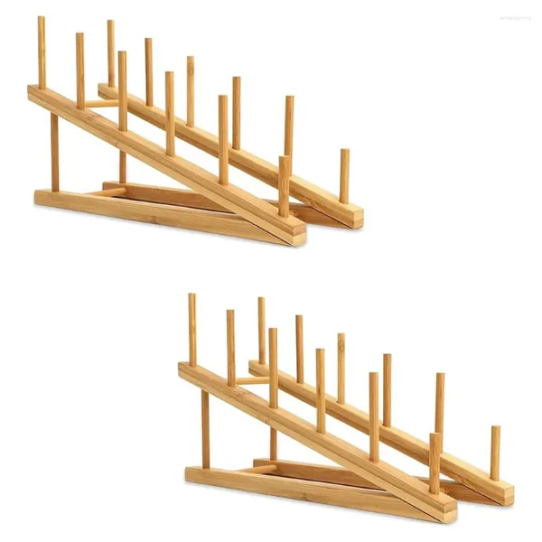 Sacchetti per gioielli 2 pezzi Scolapiatti in legno Supporto per piatto in bambù Supporto per coperchio per asciugatura Organizzatore per armadio da cucina per