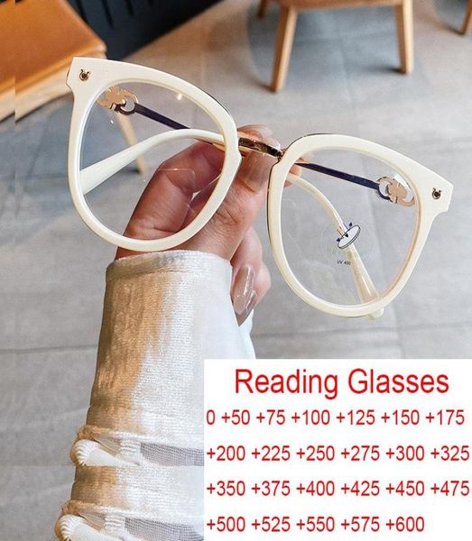 Óculos de sol elegante branco oversized redondo óculos de leitura quadro moda grande lente clara presbiopia óculos tr90 luz azul 20223550449