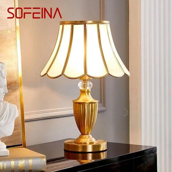 Lâmpadas de mesa SOFEINA Contemporânea Latão Lâmpada de Ouro LED Criativo Simples Luxo Luzes de Mesa de Vidro Cobre para Casa Estudo Quarto