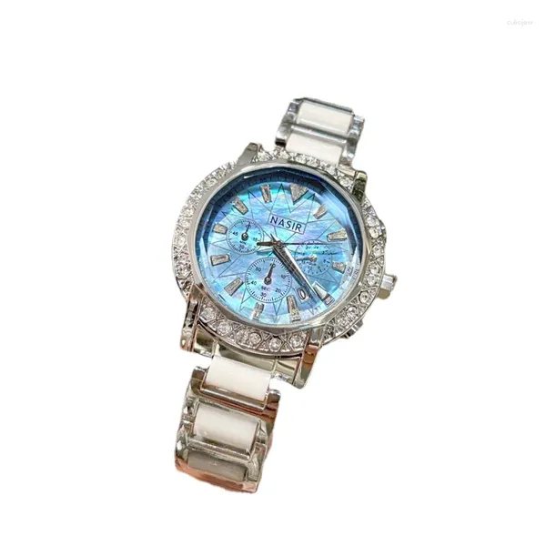 Relógios de pulso Sun Moon Stars e Relógios para Mulheres Cerâmica Pequeno Luxo Full Diamond Women's Watch Professional