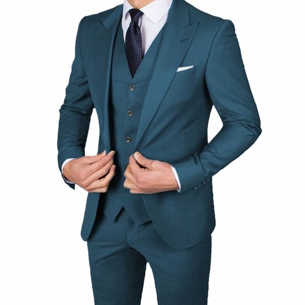 2023 Fi Teal Abiti da uomo 3 pezzi Abiti da sposo da sposa Abiti da cerimonia formale Smoking Party Best Man Blazer Costume Homme Slim Fit Terno n0Vx #