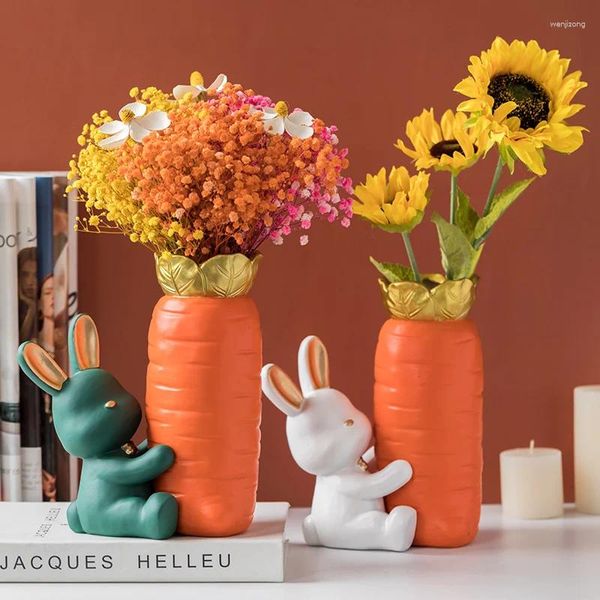 Вазы, современная мультяшная ваза с морковью, абстрактные инопланетные поделки, украшение для рабочего стола, милые животные, детская комната