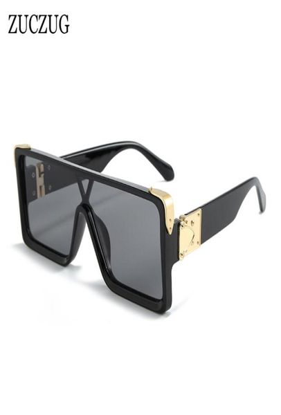 Zuczug nova tendência oversized siamese óculos de sol masculino quadrado onepiece óculos de sol masculino rosa azul verde lente uv4005461000