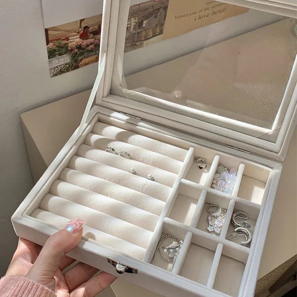 Mode Tragbare Samt Schmuck Ring Schmuck Display Organizer Box Tray Halter Ohrring Schmuck Lagerung Organizer Fall Vitrine 240314