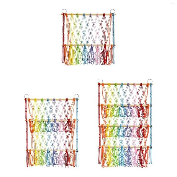 Sacos de armazenamento Stuffed Animal Hammock Macrame Decor Space Saving Durável Mão Tecido Toy Net Pendurado para Play Room Kids Bedroom