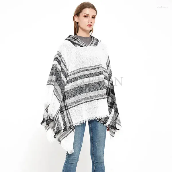 Sciarpe di Cachemire Sciarpa Delle Donne di Inverno Classico Pullover Plaid Nappa Con Cappuccio Poncho Capa Para Mujer Caldo Pashmina Femme Dello Scialle Dell'involucro