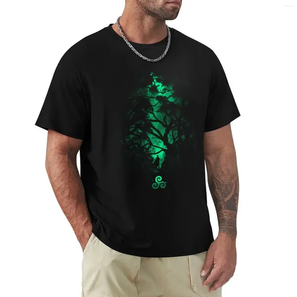 Polos masculinos Green Forest - Triskelion Nature Hike Runes Presente para caminhantes Camiseta de secagem rápida Camisetas masculinas