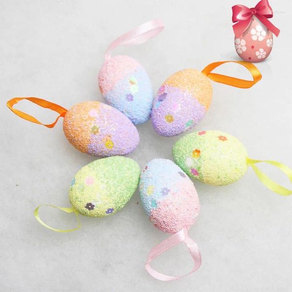 Decorazione per feste 6 pezzi 6 cm uova di Pasqua polistirolo polistirolo espanso palla ovale bianco artigianale per bambini fai da te