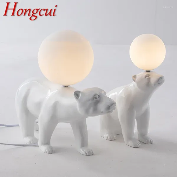 Tischlampen Hongcui Nordic Moderne Lampe Kreative Weiß Glas Harz Schreibtisch Lichter LED Dekor Für Zuhause Kinder Schlafzimmer Wohnzimmer