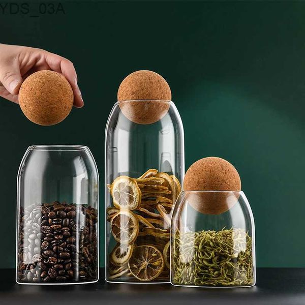 Vorratsflaschen Gläser Transparente bleifreie Glasflasche mit Kugelkorkendeckel Vorratsglas Tank Versiegelte Teedosen Trockenfrüchte Müsli Snacks Kaffee Enthält 240327