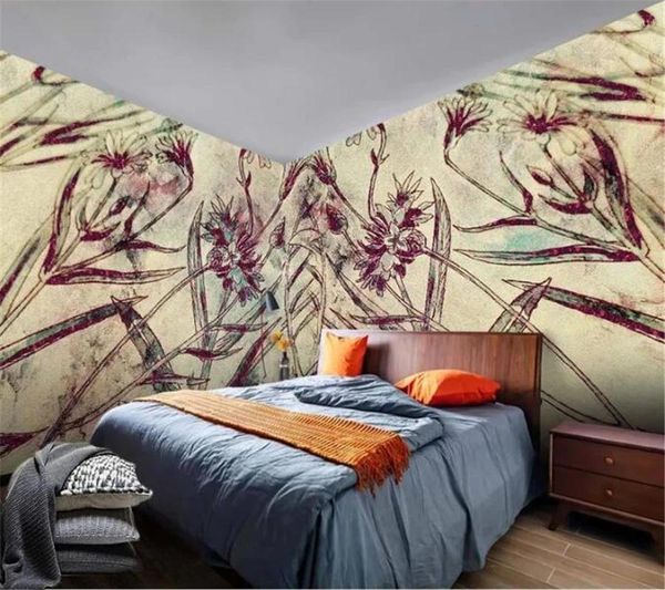 Papéis de parede Wellyu Wallpaper personalizado Papel de Parede Flor da moda retro El Full House Wall Design Papers Decor