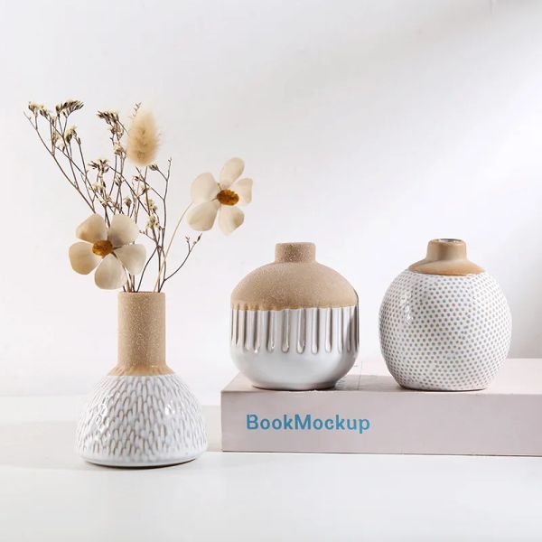 Vasos vaso de cerâmica criativo mini dispositivo flor garrafa aromaterapia artes e artesanato exibição tv gabinete vinho decoração