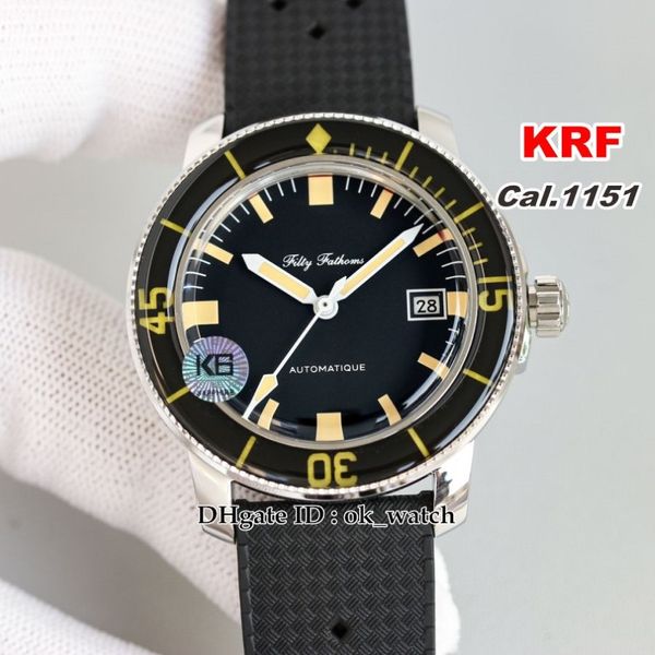 KRF Relógio Fifty Fathoms Barakuda 5008B-1130-B52A Cal 1151 Relógio Masculino Automático Mostrador Preto 40 3mm Relógios Masculinos Pulseira de Borracha257C