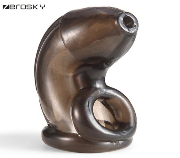 Zerosky Maschio Scrotale Binding Cock Ring Giocattoli del sesso per gli uomini Ritardo di tempo Anello del pene Gabbia Manica del pene per adulti Gioco Hot Y181103021779055