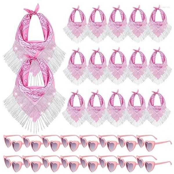 Lenços 15pcs Cowboy Headscarf Eyewear Set para feminino coração óculos de sol cocar