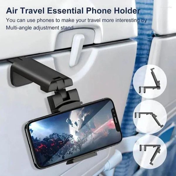 Ganci Porta telefono per aereo Supporto da viaggio portatile Girevole a 360 gradi Pieghevole per seggiolino auto pigro Volante