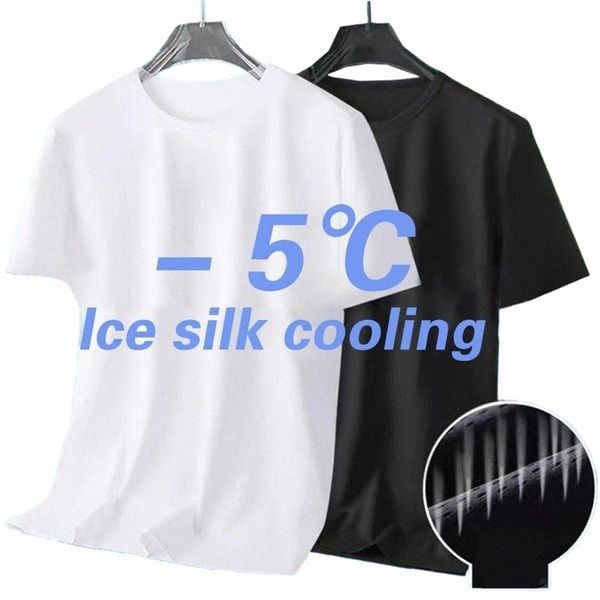 T-shirt de malha de secagem rápida de seda de gelo masculina verão solto roupas esportivas finas respirável de manga curta top fitn preto camisetas j1e2 #