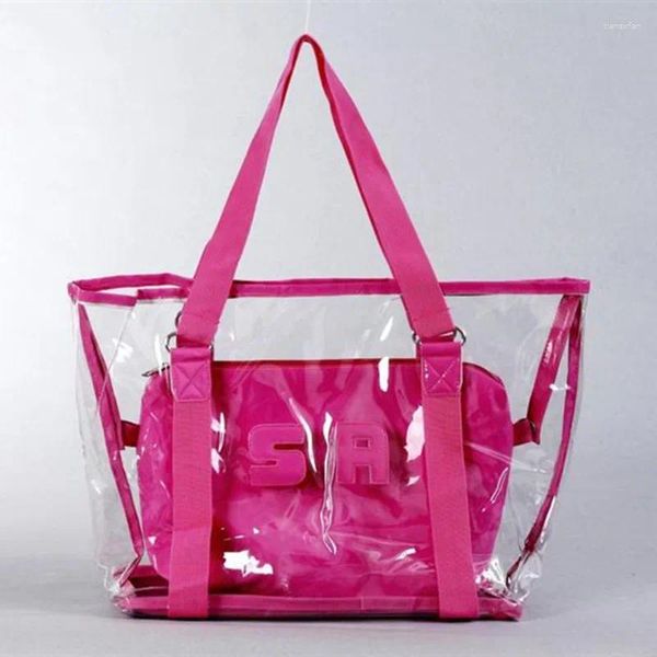 Umhängetaschen Candy Farbe Transparent Sommer Paket PVC Klar Strand Tasche Gelee Kristall Frauen Handtasche Drop