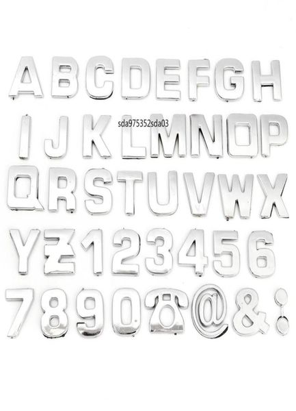 1 peça 3d diy cromado abs letras do alfabeto número símbolo decalque de carro adesivos universais para honda/vw // skoda/ford/peugeot2799860