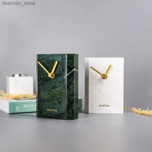 Relógios de mesa de mesa frete grátis DecoTalk mármore suporte relógio de mesa high-end presente decoração de escritório sala de estar relógio mudo quartzo único face24327