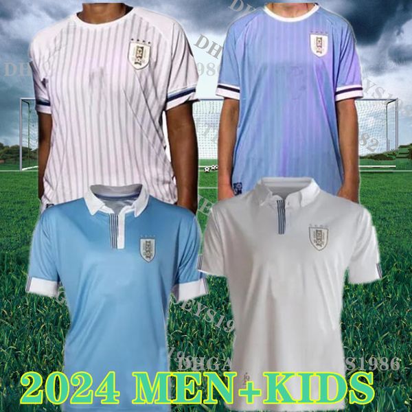 2024 Uruguai Futebol Jerseys aniversário 100º especial L.SUAREZ E.CAVANI N.DE LA CRUZ Camisa interna G.DE ARRASCAETA F.VALVERDE R.ARAUJO R.BENTANCUR Uniforme de futebol 888