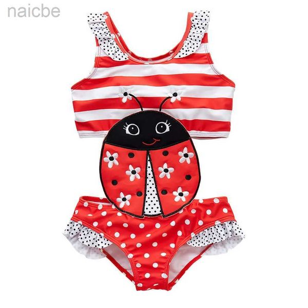 One-Pieces 1-7Y Bebê Infantil Criança Meninas Uma Peça Dos Desenhos Animados Biquíni Maiô Beachwear Adorável Estilo Joaninha Maiô De Banho Para Criança 24327