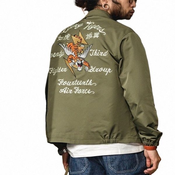 Maden Vintage A2 Bomberjacken für Männer Yokosuka Stickerei Fliegerjacke Army Green Baseball Mäntel Frühling Militäroberbekleidung G72y #