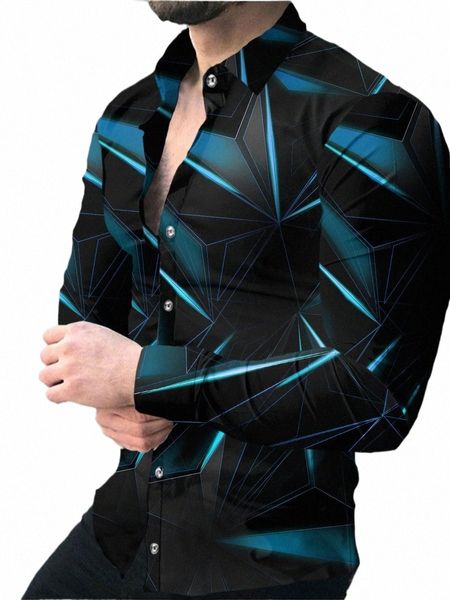 Sommer Herrenhemd Lg Sleeve S-4XL Fi HD 3D-gedrucktes Revers Einreiher Strickjacke Hawaiian Casual Herrenhemd 2023 M3N2 #