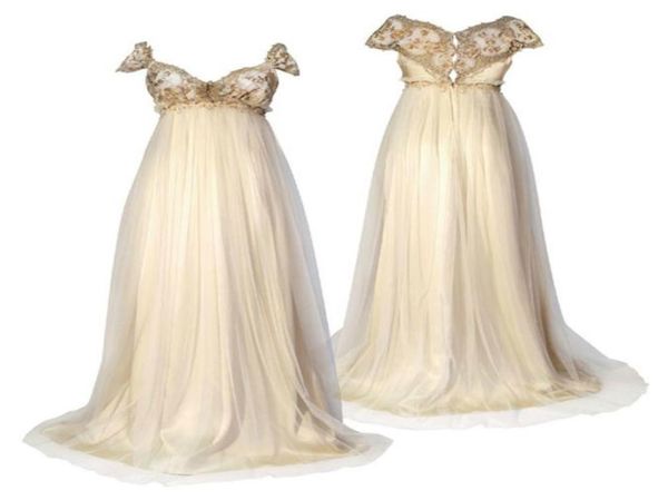 2022 Balo Elbisesi Fildişi Renk Regency Styles Classic Inspired Gowns Uzun Elbiseler Resmi Akşam Elbisesi8866624
