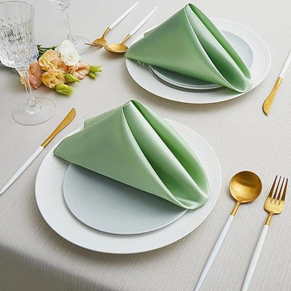 Guardanapo de mesa 12pcs cetim 30cm servindo decoração toalha de jantar para festa de casamento casa el guardanapos de natal verde