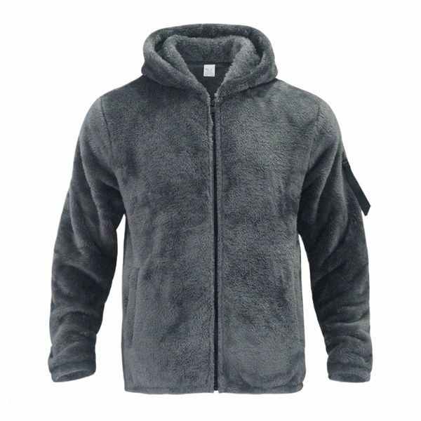 Herren Teddybär Fleece Mantel Winter Herbst Warme LG Ärmel Jacke Pelz Flauschige Kapuzen Outwear Jumper Hoodies Windjacke M5IV #