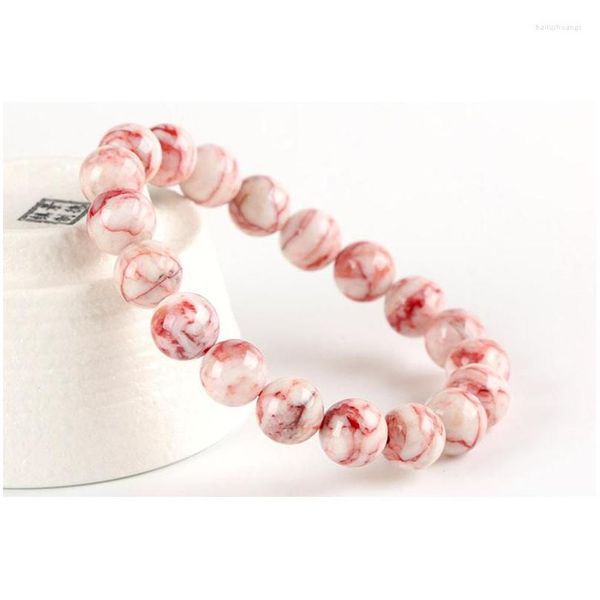 Frisado Strand Zhen-D Jóias Natural Vermelho Oriental Jasper 5A Gemstone Beads Pulseira Preciosa Especial Bom-Significado Presente Para Homem Mulher D Otbrc