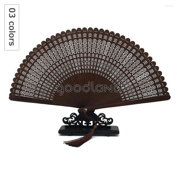 Estatuetas decorativas atacado 50 peças preto completo bambu redondo padrão geométrico chinês ventilador de mão convite de casamento