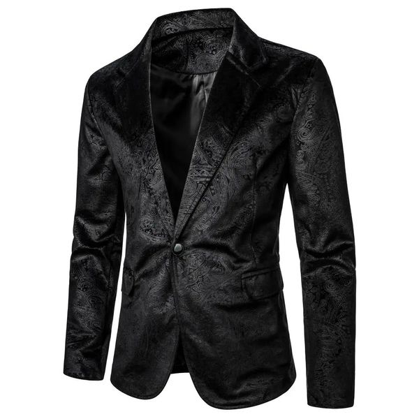 Jaqueta masculina com padrão de grãos, bolso com botão único, casual, boate, bar, palco, casamento, conferência, jantar masculino 240327