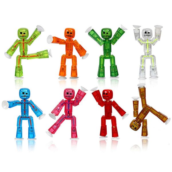 Novo robô pegajoso crianças fotografia animação estúdio otário ventosa stickbot figuras de ação brinquedos para crianças 1pc/2pcs