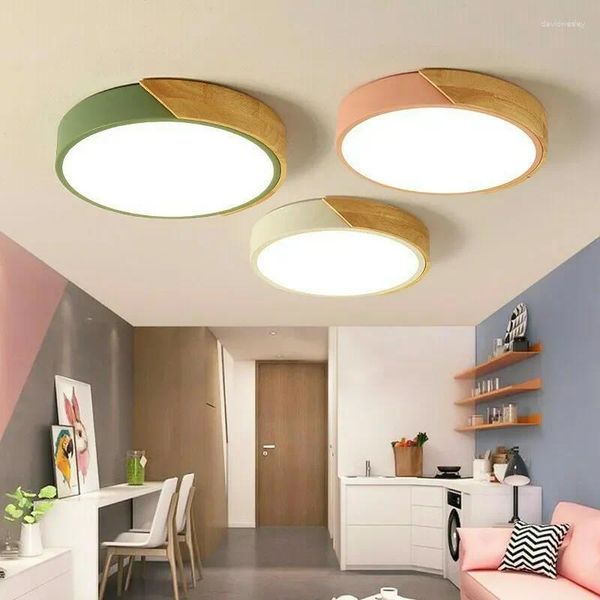 Deckenleuchten, Massivholz, Macaron-Serie, Licht, Haushalt, LED-Kronleuchter, dreifarbig, Dimmung, Raumdekoration, Nachttischlampe, bunte Laterne