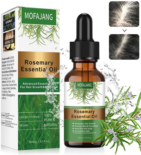 Rosmarinöl für das Nachwachsen der Haare, Biotin-Haarserum zur Nachwuchsbehandlung bei Verlust, verbesserter Glanz, nährt die Kopfhaut, rein natürliches Haarkörper-Rosmarinöl 2 fl oz